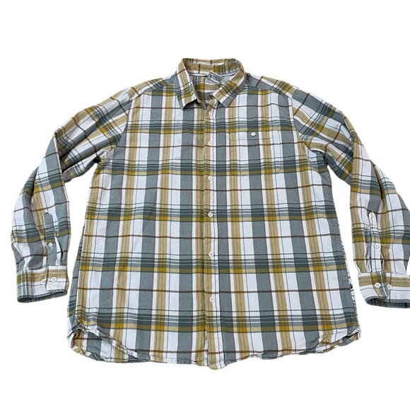 The North Face Hiking Shirt Men's Size XL Plaid Button-Down Green Yellow & White - Picture 1 of 6